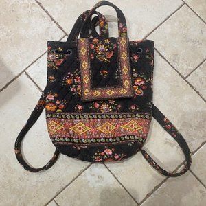 Vera Bradley small backpack, 13" x 11" with matching cosmetics bag, 9" x 7"